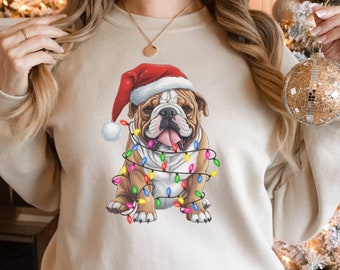 Bulldog Christmas Sweatshirt, English Bulldog Sweatshirt, Bulldog gifts, Bulldog Mom Sweater, Dog Lover Crewneck, Christmas Sweatshirt