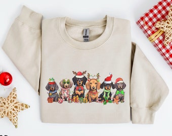 Dachshund Christmas Sweatshirt, Christmas Dog Shirt, Dachshund Mom Shirt, Dog Owner Christmas Gift, Dachshund Shirt, Christmas Crewneck, Xl