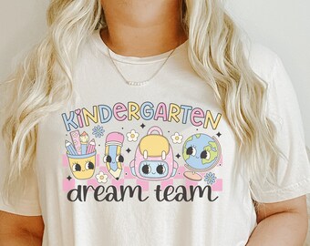 Kindergarten Teacher Shirt, Kindergarten Dream Team Shirt, Kindergarten Team T-shirt, Back To School Shirts, Kinder Crew, Retro Teacher Tee