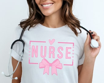 Coquette Nurse Shirt, Nurse Appreciation, Cute Nurse Shirt, New Nurse Gift, ER Nurse TShirt, RN Shirt, Nurse Shirt for Work, Gift for Nurse