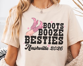 Nashville Girls Trip Shirt, Nashville Shirt,  Boots Booze and Besties Shirt, Custom Besties Tshirt, Bachelorette Party Tee, Nashville Trip T
