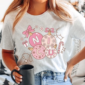NICU Nurse Christmas Shirt, Neonatal ICU Nurse TShirt, Holiday Nicu Nurse Tee, Pink Christmas Neonatal Intensive Care Unit Nurse Christmas
