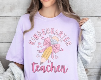 Comfort Colors® Kindergarten Teacher Shirt, Kindergarten Teacher Tee, Coquette Teacher Shirt,Kindergarten T-Shirt for Teacher,Teacher Team T