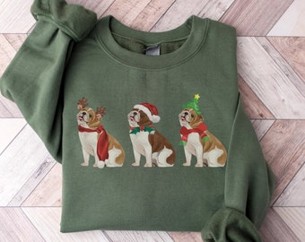 Bulldog Christmas Sweatshirt, English Bulldog Sweatshirt, Bulldog Gifts, Bulldog Mom Sweater, Dog Lover Crewneck, Dog Christmas Sweatshirt