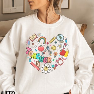 Retro Teacher Sweatshirt, Teacher Crewneck, Teacher Gifts, Elementary School Teacher Shirt, Cute Teacher Sweater, Gift for Teacher Shirt