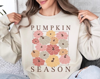 Retro Pumpkin Season Sweatshirt, Cute Fall Sweatshirt, Thanksgiving Gift, Halloween Sweatshirts For Women, Fall Gifts, Autumn Sweatshirt