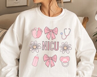 NICU Sweatshirt, Coquette NICU Crewneck, Nicu Nurse Sweater, Neonatal ICU Nurse Shirt, Nicu Nurse Gifts,Neonatal Intensive Care Unit Nursing