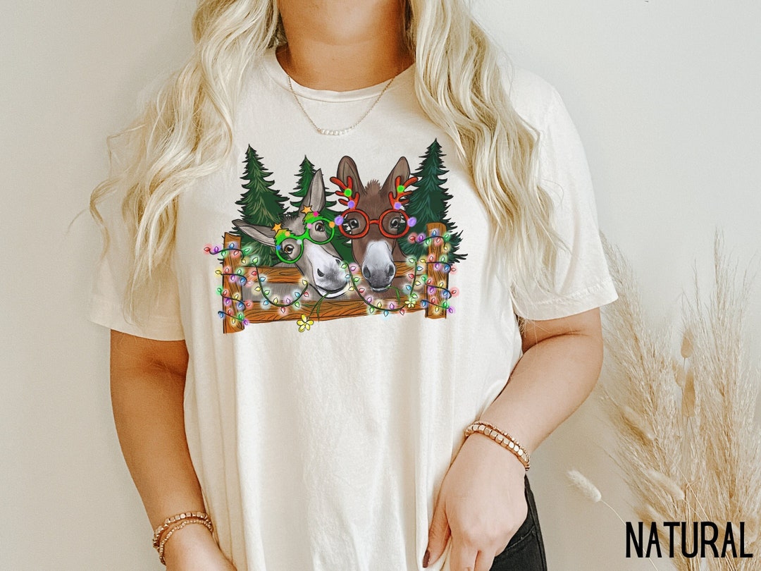 Christmas Donkey Shirt, Christmas Lights Shirt, Donkey Lover Gift, Farm Animal Shirt, Funny Gift