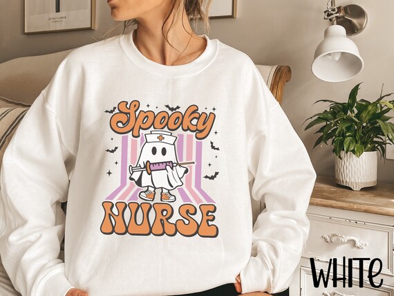Halloween Nurse Sweatshirt, Spooky Nurse Sweatshirt, Nurse Halloween Gifts, Halloween Party Shirt, Nurse Halloween T-shirt,Registered Nurse