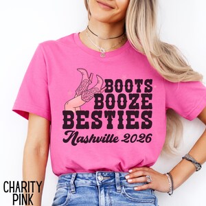 Camiseta de viaje de chicas a Nashville, camiseta de Nashville, camiseta de Boots, Booze and Besties, camiseta personalizada de Besties, camiseta de despedida de soltera, camiseta de viaje a Nashville imagen 3