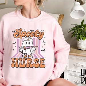 Halloween Nurse Sweatshirt, Spooky Nurse Sweatshirt, Nurse Halloween Gifts, Halloween Party Shirt, Nurse Halloween T-shirt,Registered Nurse image 5