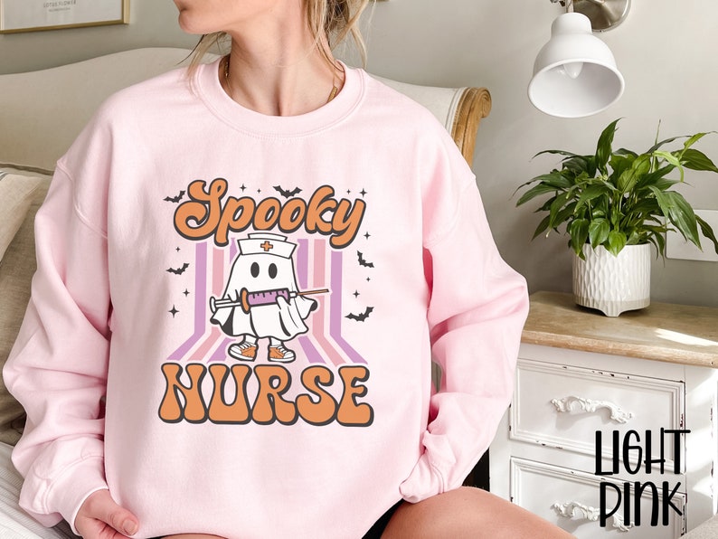 Halloween Nurse Sweatshirt, Spooky Nurse Sweatshirt, Nurse Halloween Gifts, Halloween Party Shirt, Nurse Halloween T-shirt,Registered Nurse image 5