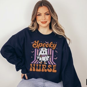 Halloween Nurse Sweatshirt, Spooky Nurse Sweatshirt, Nurse Halloween Gifts, Halloween Party Shirt, Nurse Halloween T-shirt,Registered Nurse image 2
