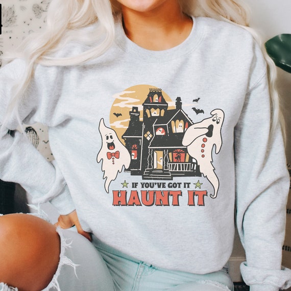Ghost Vintage Sweatshirt For Halloween, Funny Halloween Shirt, Pumpkin Halloween T-Shirt, Spooky Season Horror Gift,Retro Halloween Crewneck