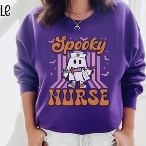 Halloween Nurse Sweatshirt, Spooky Nurse Sweatshirt, Nurse Halloween Gifts, Halloween Party Shirt, Nurse Halloween T-shirt,Registered Nurse image 6