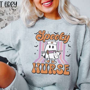 Halloween Nurse Sweatshirt, Spooky Nurse Sweatshirt, Nurse Halloween Gifts, Halloween Party Shirt, Nurse Halloween T-shirt,Registered Nurse image 8