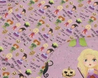 Pink Hocus Pocus Halloween Faux Leather Sheet
