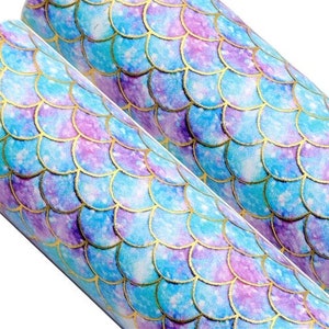 Gold Foil Lined Mermaid Scales Faux Leather Sheet