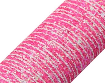 Pink Chunky Glitter Stripes Faux Leather Sheet