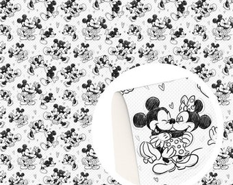 Black and White Mouse Love Faux Leather Sheet