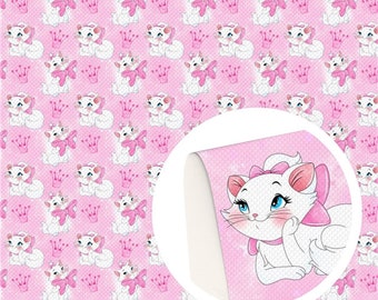 White Cat with Pink Bow Faux Leather Sheet