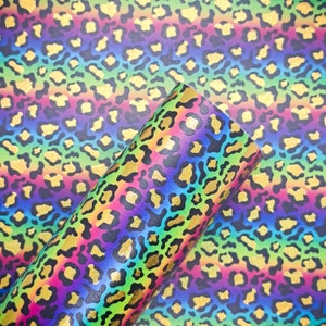 Foil Leopard Print Smooth Faux Leather Sheet