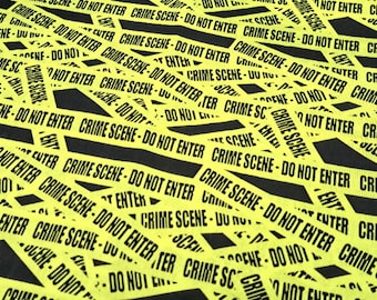 Crime Scene Tape Printed 100% Cotton Fabric | 1/2 Yard