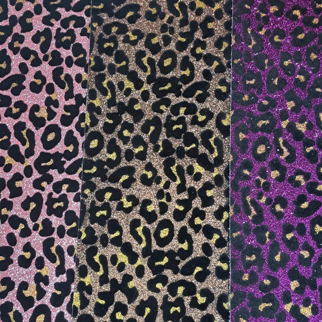 Glitter Velvet Leopard Print Faux Leather Sheet - Etsy