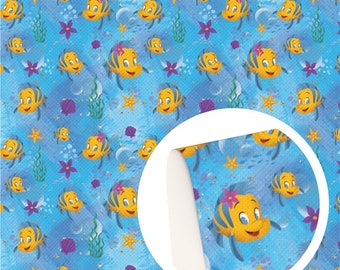 Yellow Mermaid Fish Faux Leather Sheet