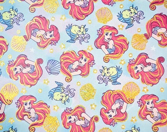 Red Haired Mermaid Foil Print Faux Leather Sheet