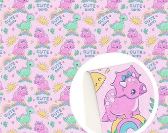 Pink Cute Girly Dino Faux Leather Sheet
