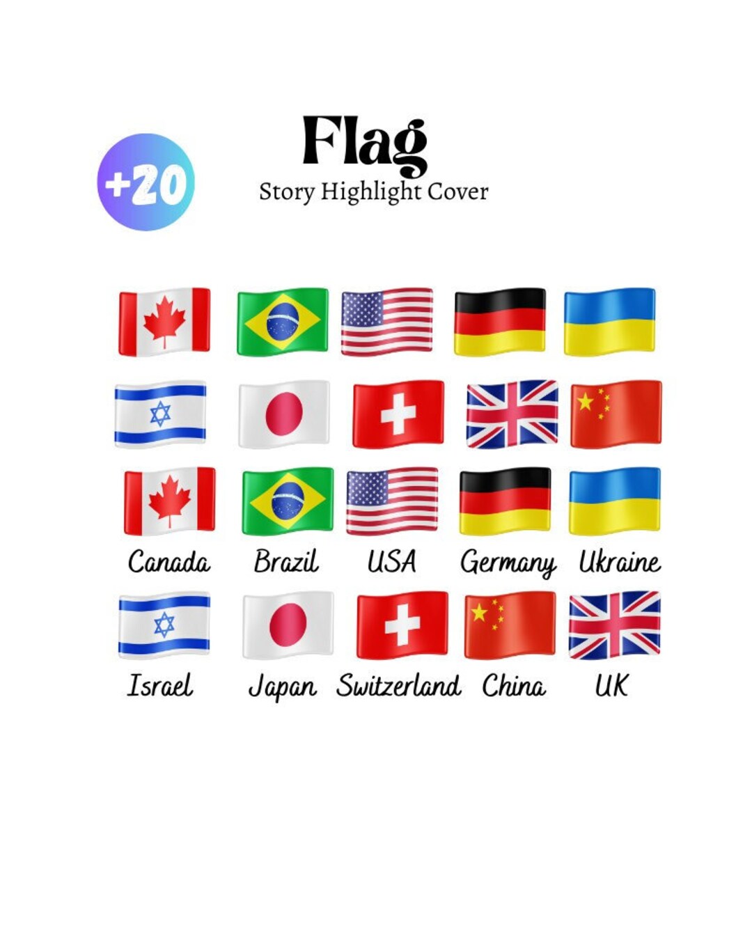 Country Flags Instagram Story Highlight Covers Travel Story Etsy