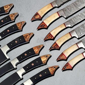 Beautiful Custom Damascus, Carbon Steel Chef Set Kitchen Knife, Knives Set Best Handmade Personalized New year Christmas Gift Idea for Dad