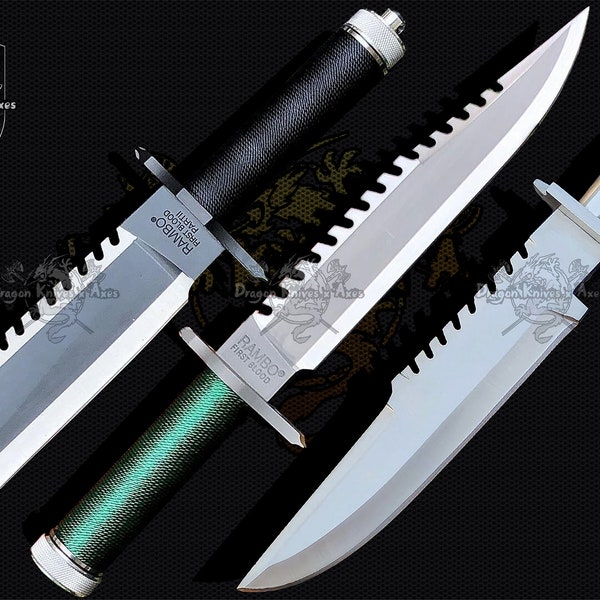 Premium Rambo Messer 5 Optionen NEVER MISS Mega Spar Bowiemesser Jagdmesser Camping Kommandant taktisches Messer Beste Geschenkidee für sie ihn