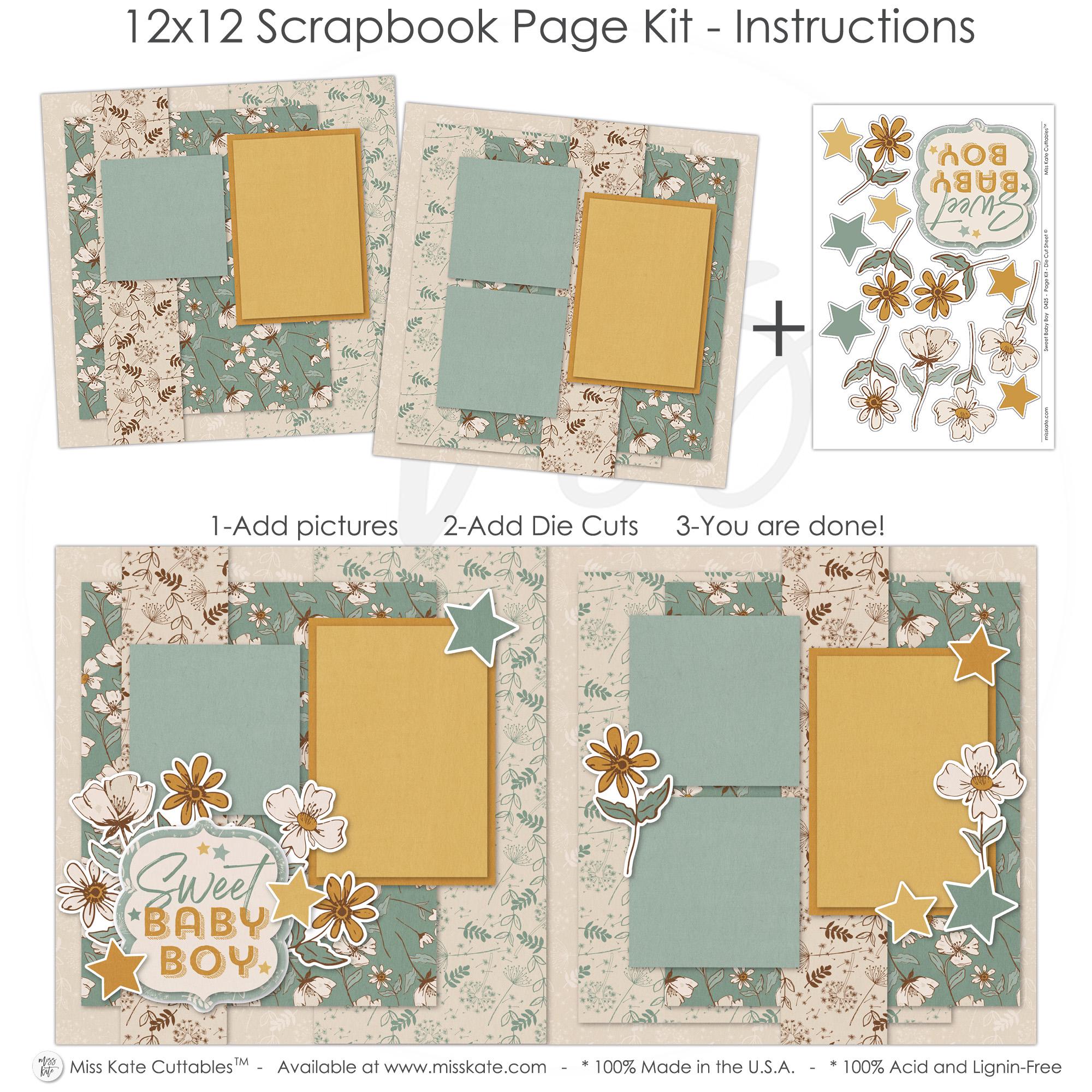 Sweet Baby Boy 12x12 Scrapbook Page Kit for Baby Album, Premade Pages ...