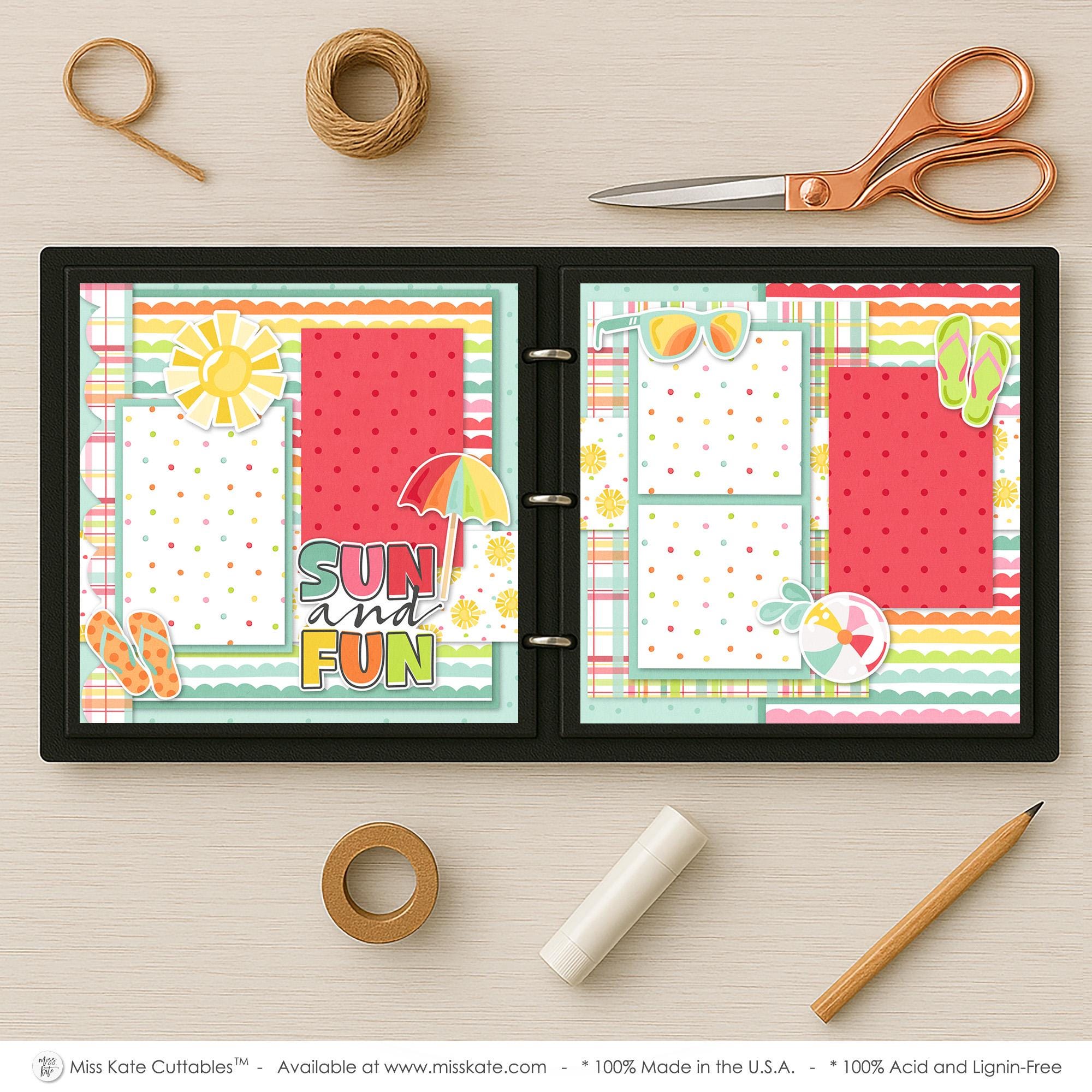 Sun and Fun - 12x12 Scrapbook Page Kit – Beach Layout, Pool Day Theme ...