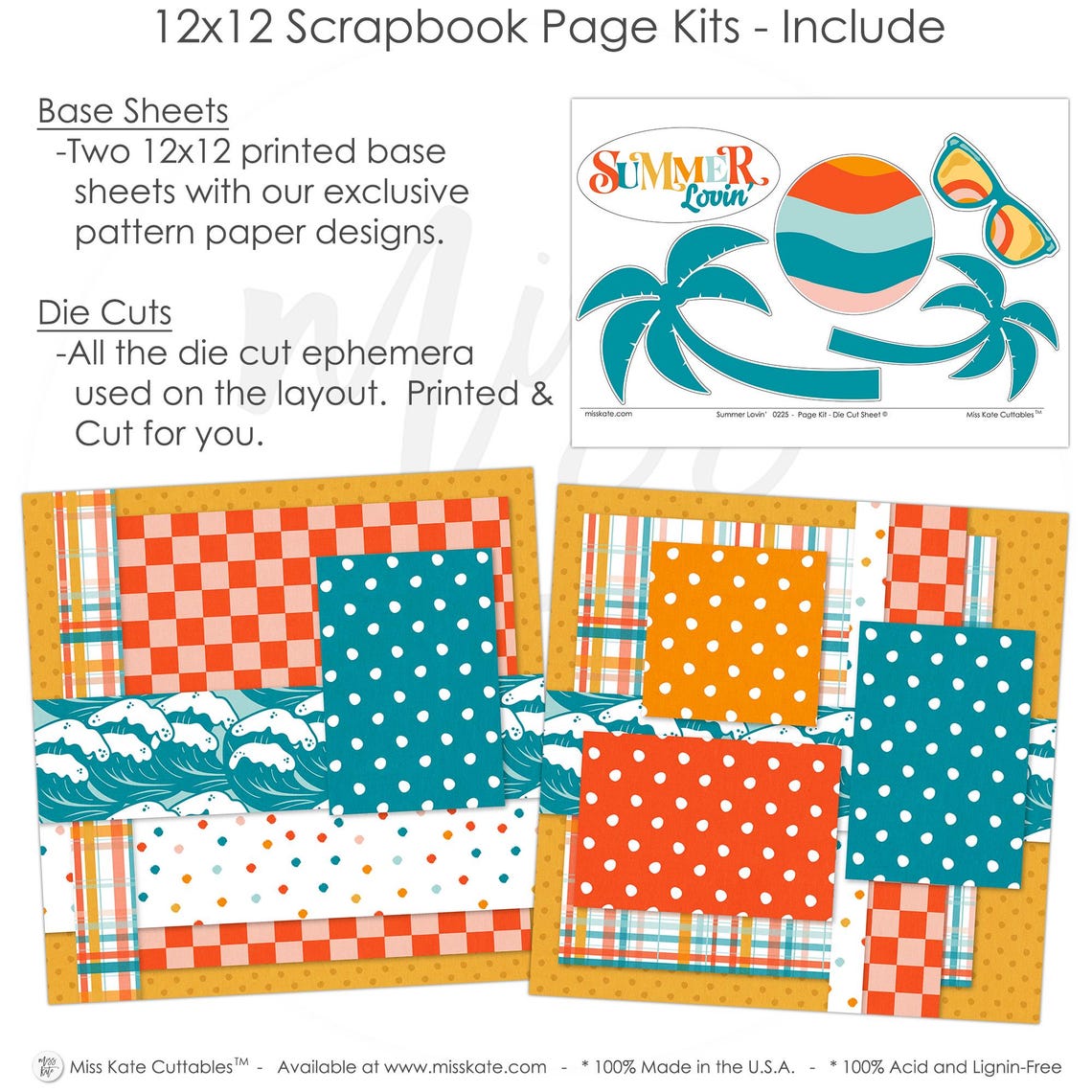 Summer Lovin' Scrapbook Page Kit 12x12 | Beach Scrapbook | Palm Tree ...