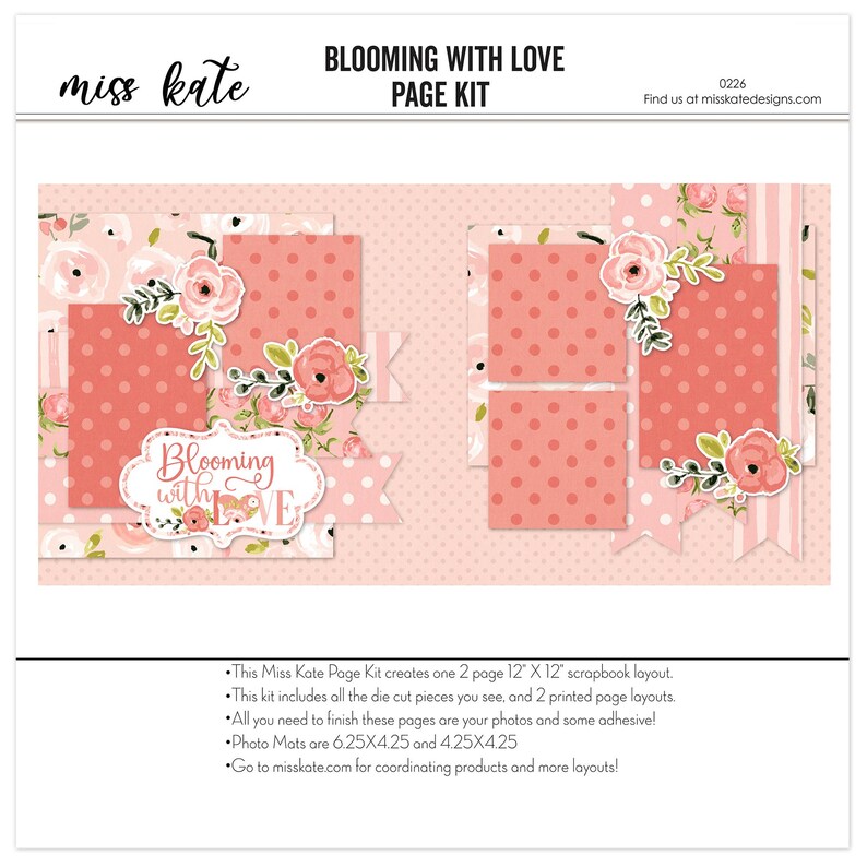 Blooming With Love - 12x12 Scrapbook Page Kit – Valentine Layout, Pre ...