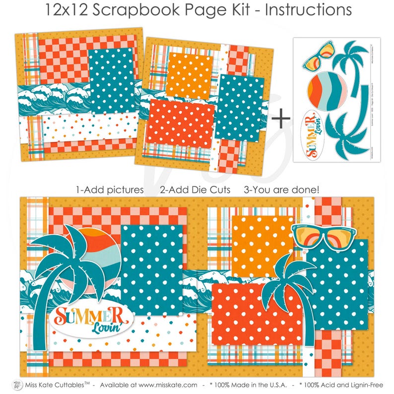 Summer Lovin' Scrapbook Page Kit 12x12 | Beach Scrapbook | Palm Tree ...