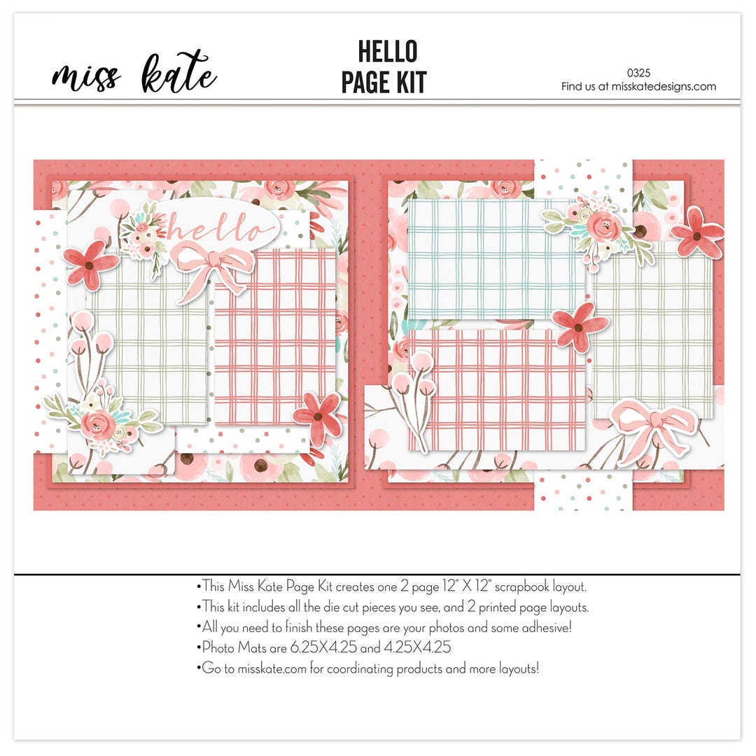 Simple Hello Pages Hello 12x12 Scrapbook Page Kit Paper - Floral Scrapbooking Supplies ...