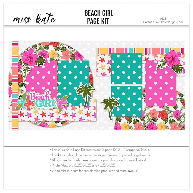 Beach Girl - 12x12 Scrapbook Page Kit – Summer Layout, Tropical ...