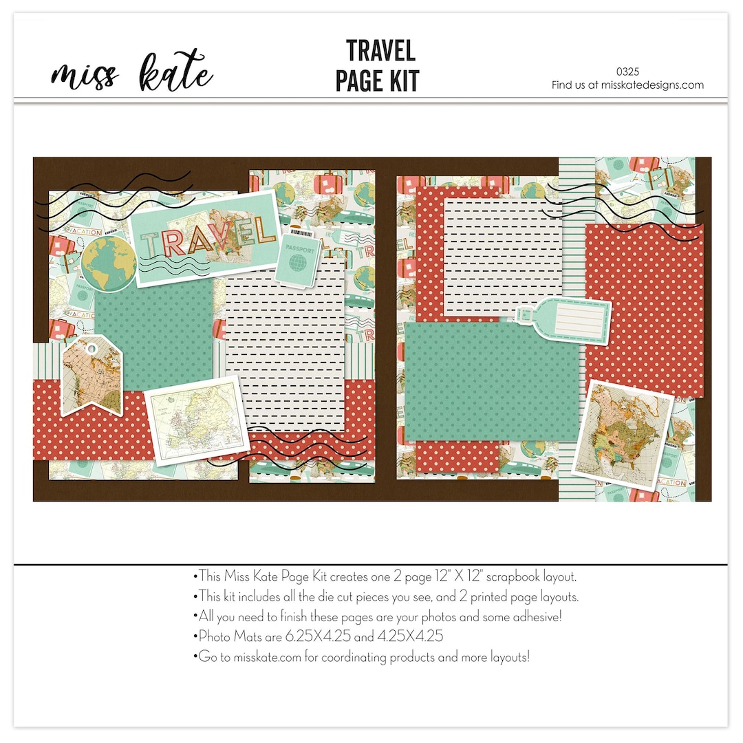 Travel Adventure 12x12 Scrapbook Page Kit Vintage Map Theme DIY Memory ...