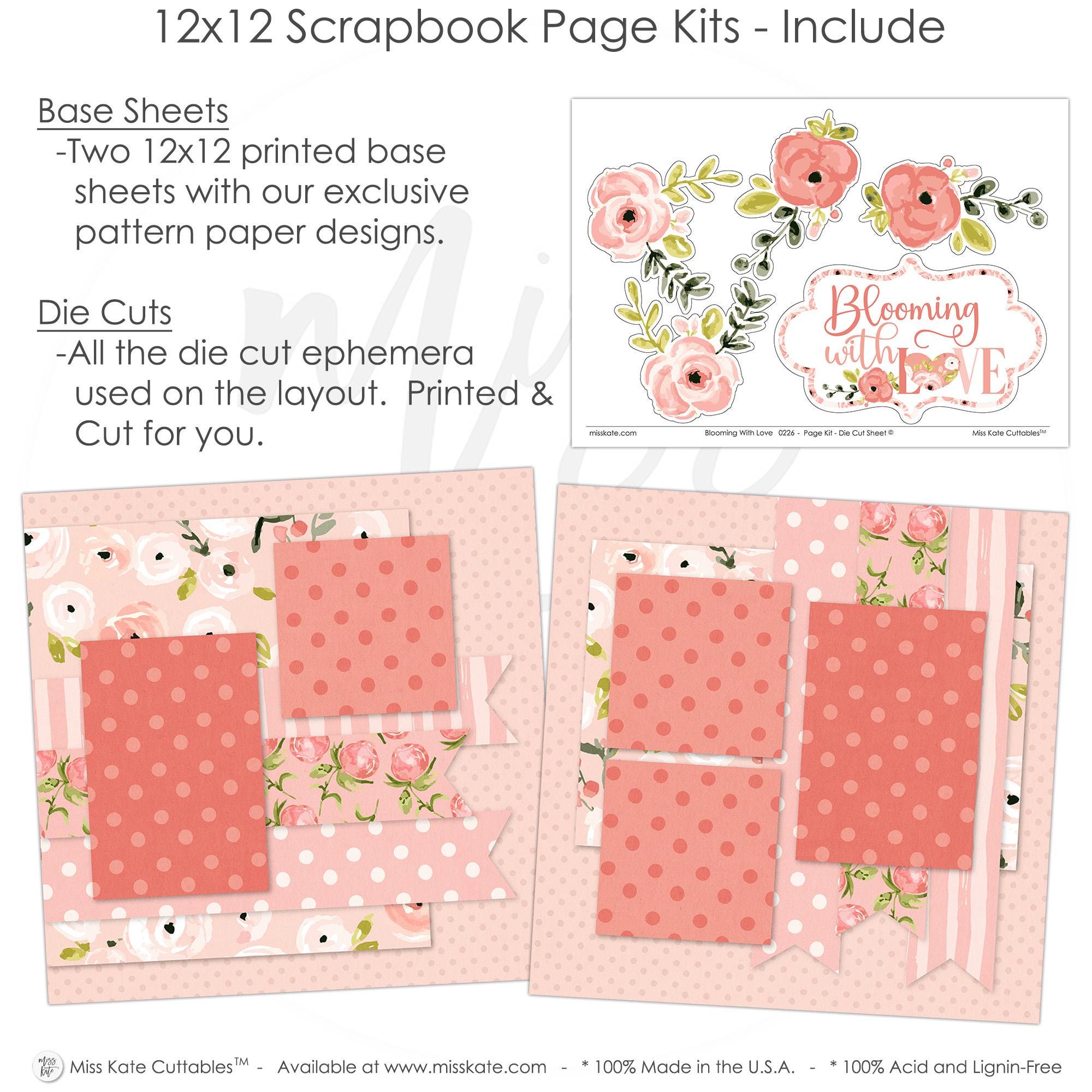 Blooming With Love - 12x12 Scrapbook Page Kit – Valentine Layout, Pre ...