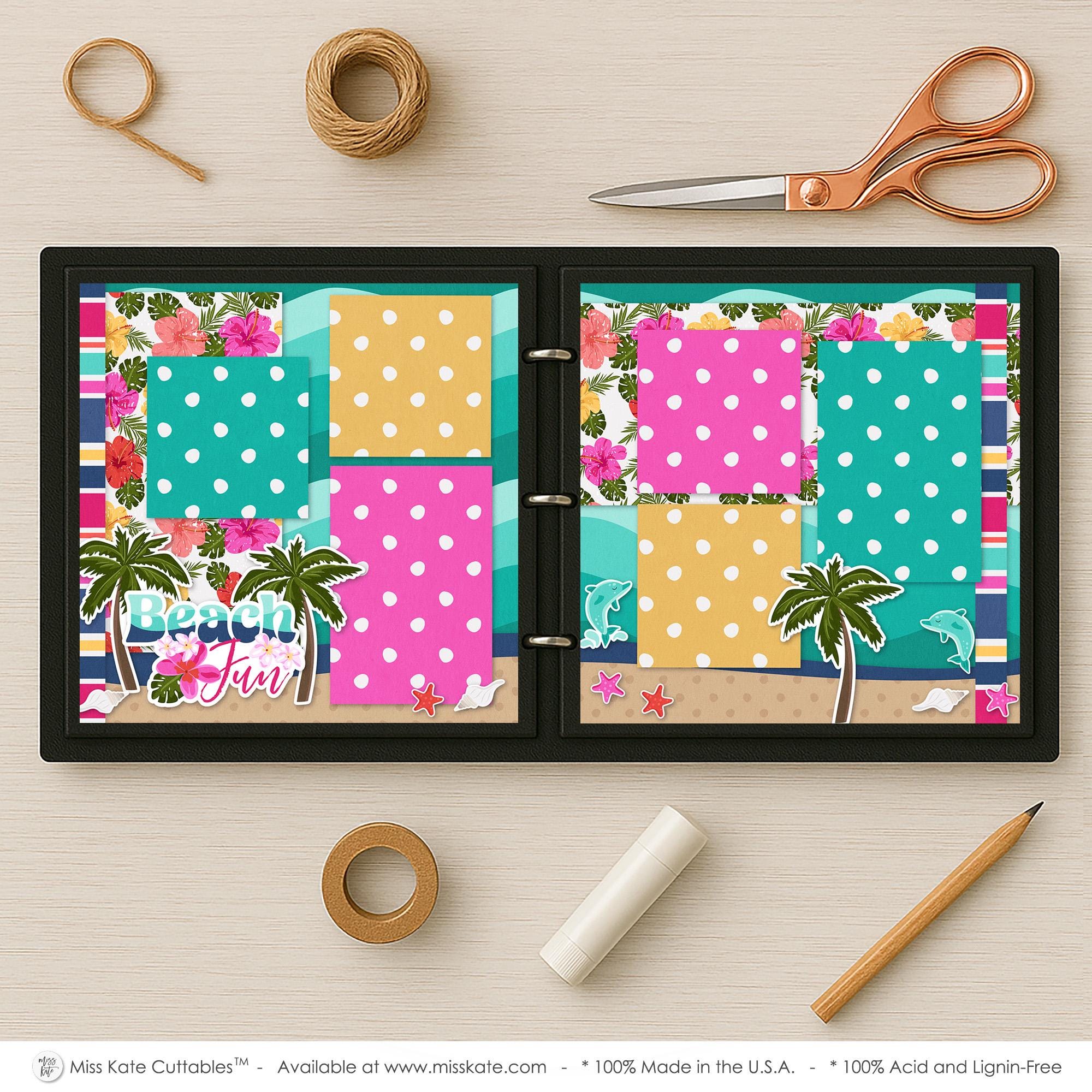 Beach Fun - 12x12 Scrapbook Page Kit – Summer Layout, Poolside Album ...