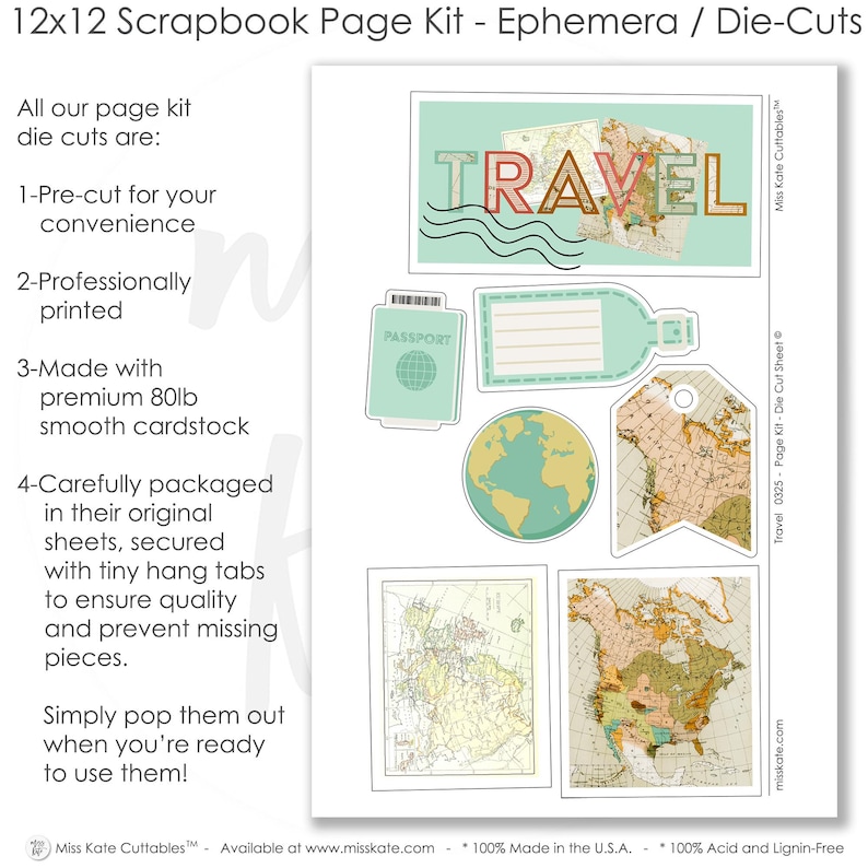 Travel Adventure 12x12 Scrapbook Page Kit Vintage Map Theme DIY Memory ...
