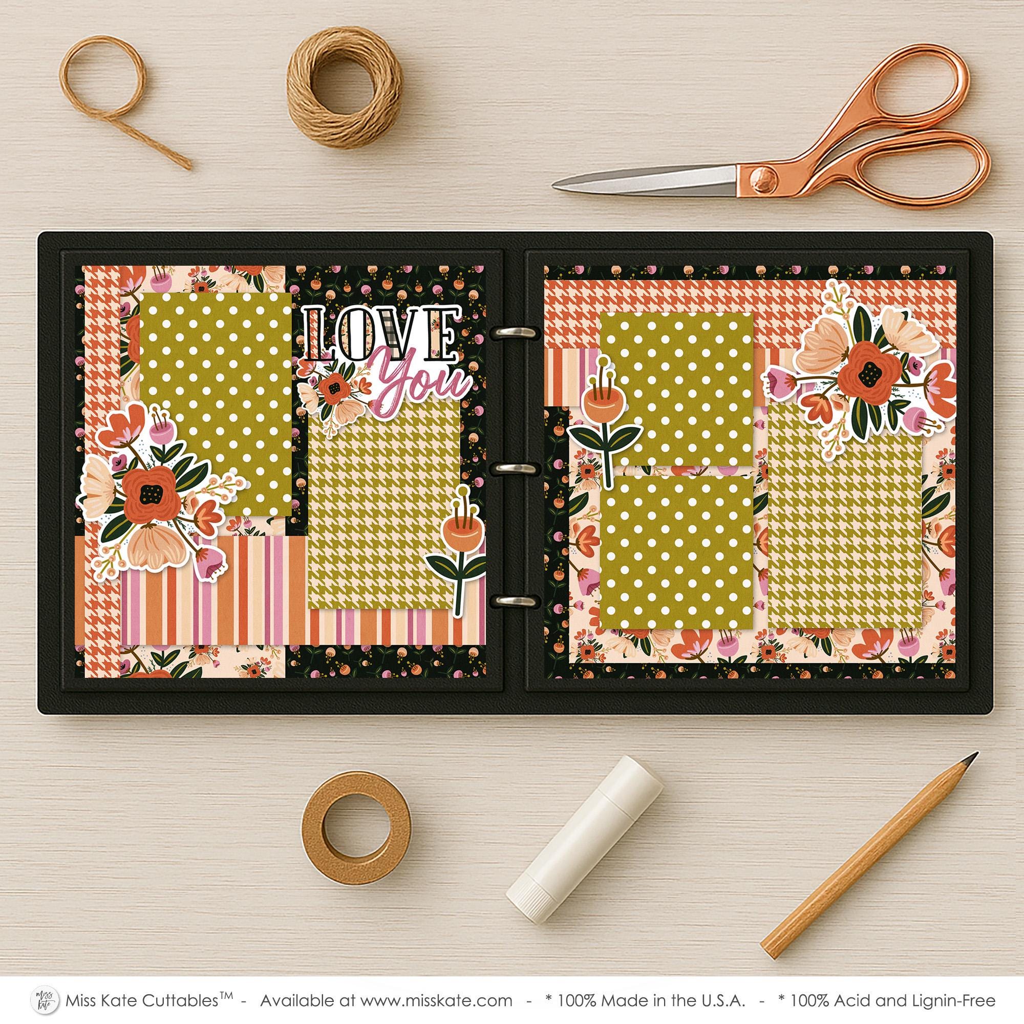 Love You - 12x12 Scrapbook Page Kit – Floral Scrapbook Pages, Romantic ...