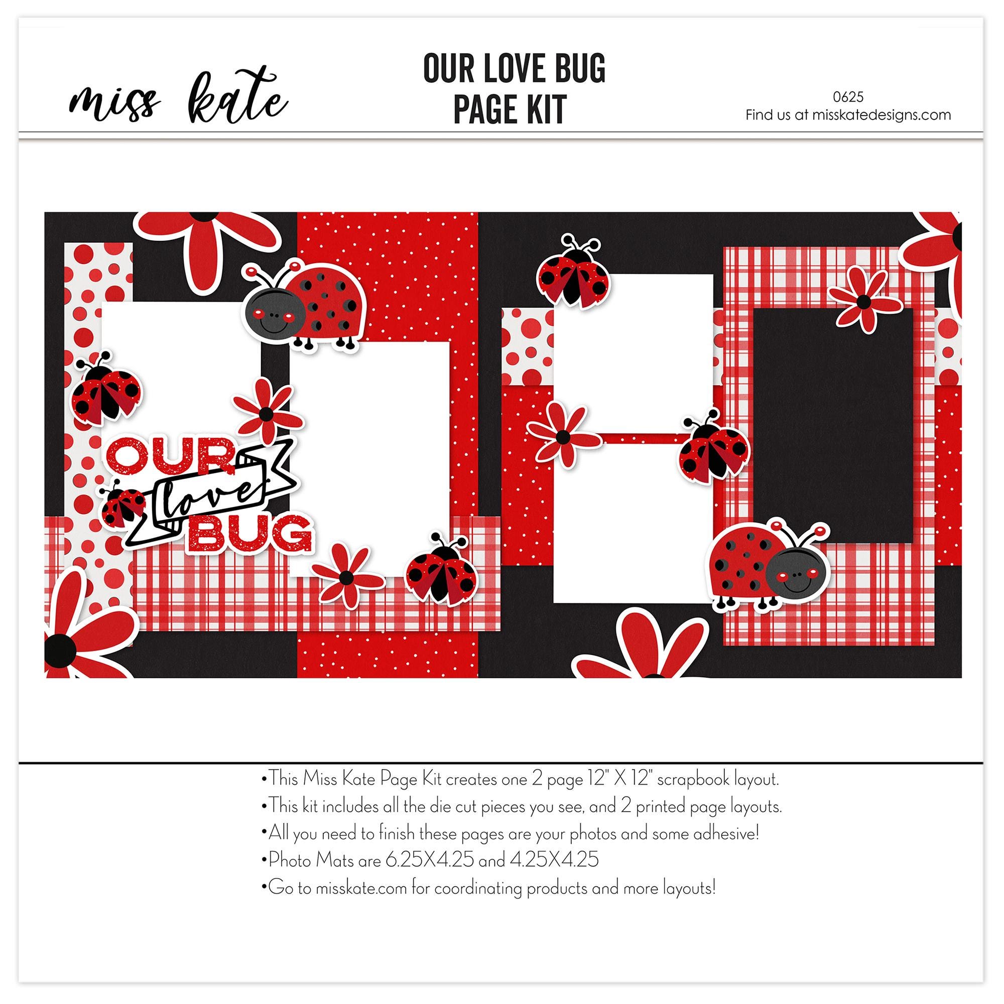 Our Love Bug - 12x12 Scrapbook Page Kit - Family Album, Red Black…