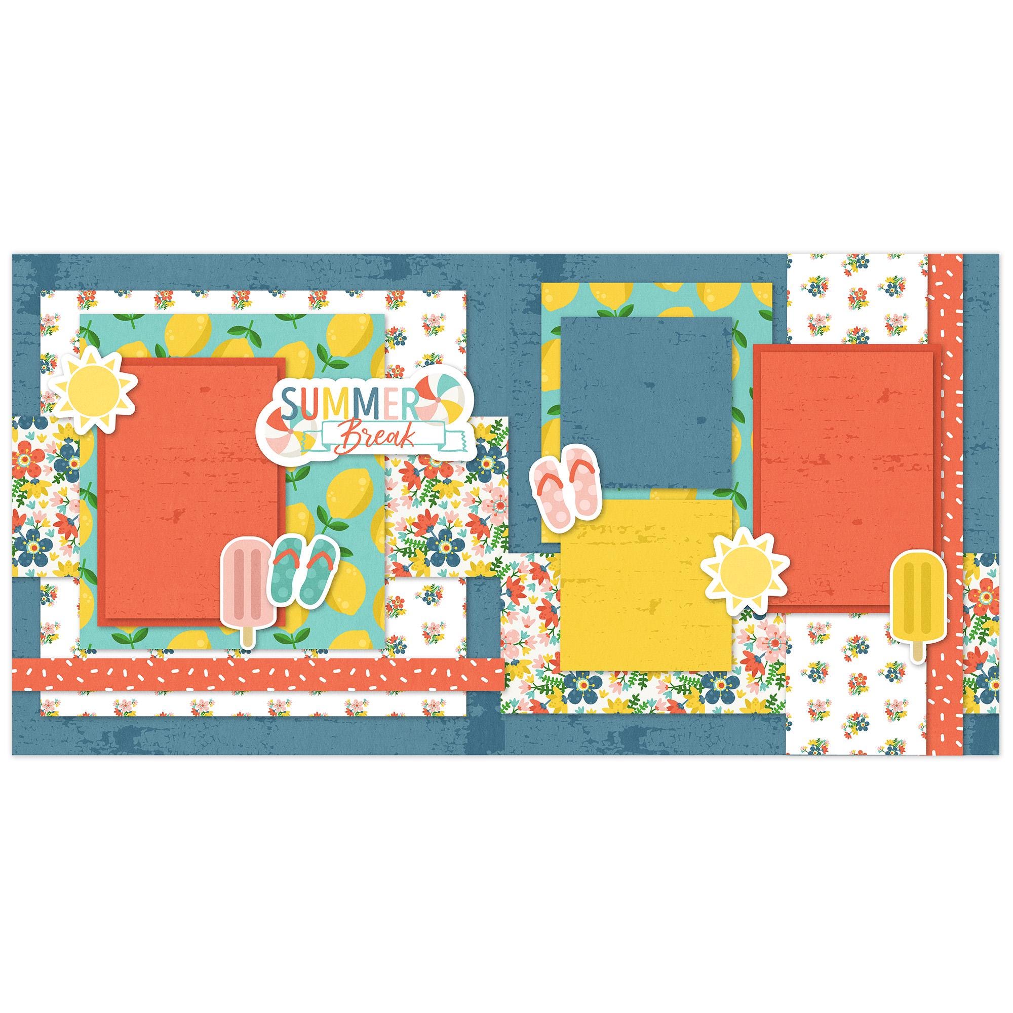 Summer Break 12x12 Scrapbook Page Kit With Lemons, Popsicles, Flip ...