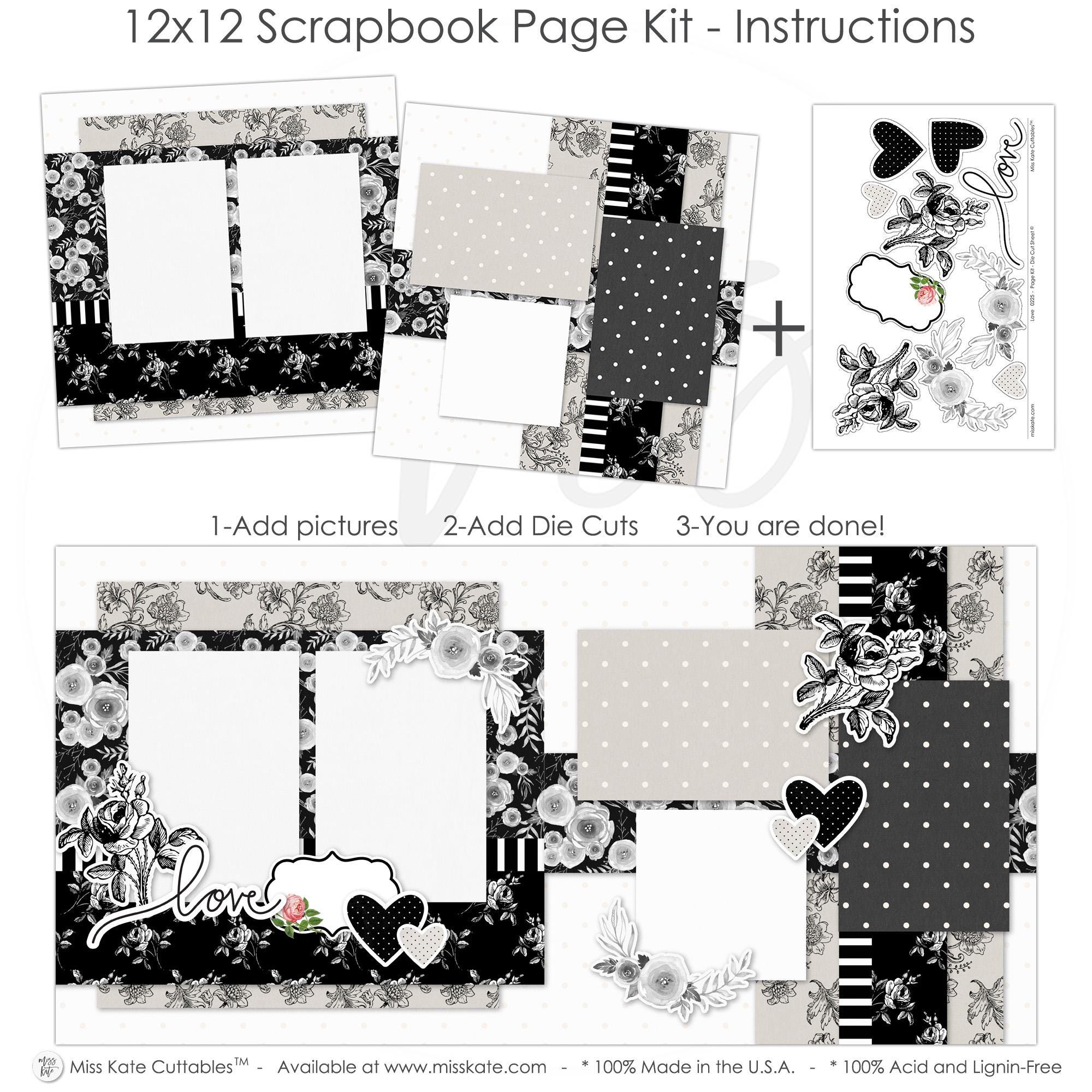Love | 12x12 Scrapbook Page Kit Wedding Album Memory Book DIY Keepsake ...