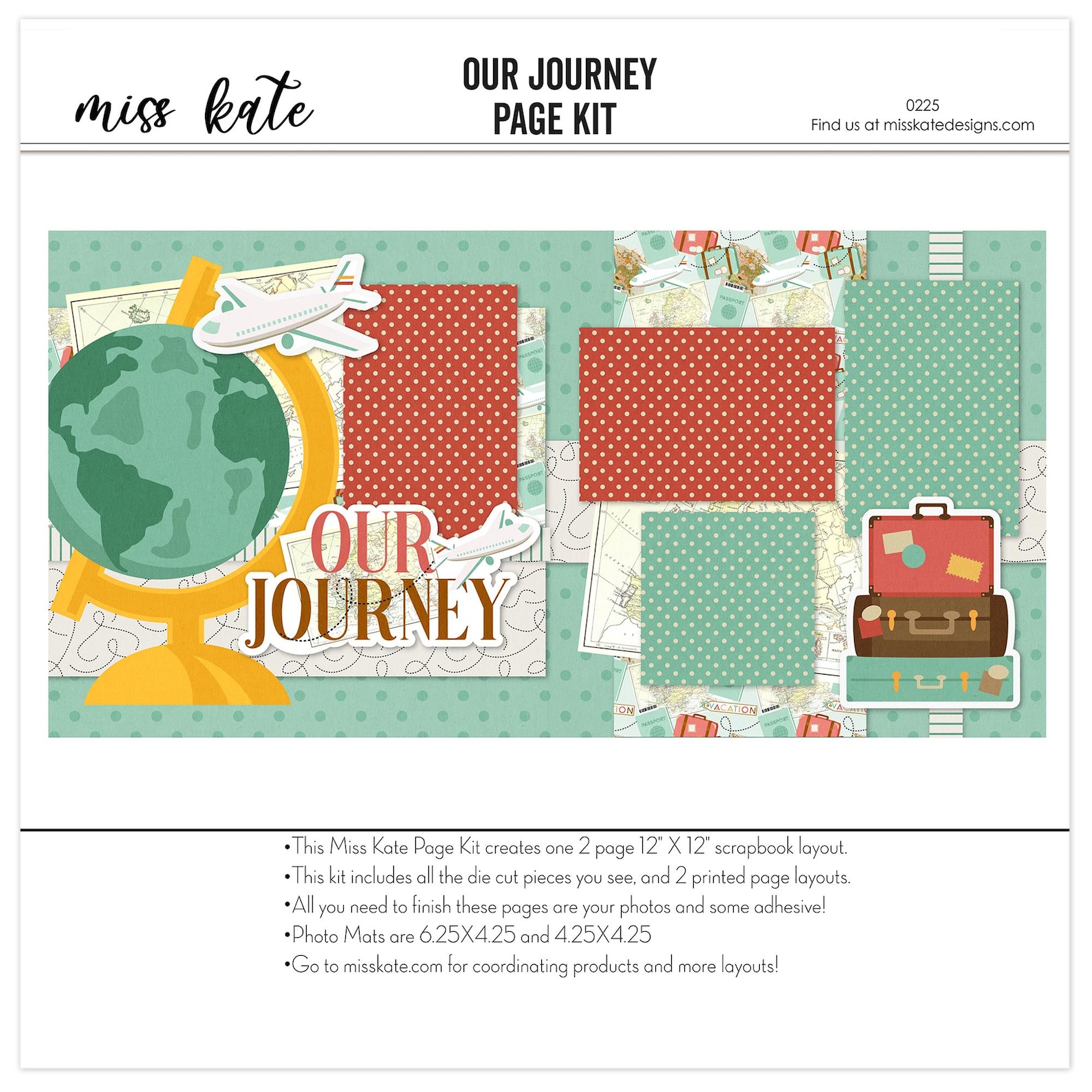 Our Journey | 12x12 Scrapbook Page Kit Travel Page Set Adventure Memory ...